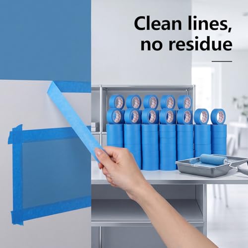 Image of 30 Rolls Blue Painters Tape 2 Inch Wide Bulk Masking Tape for Wall Painting