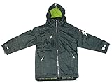 Die Jacke ist wind- und wasserdicht sowie atmungsaktiv und hat verschweißte Nähte. Das robuste Material gewährleistet optimale Bewegungsfreiheit. Die durch Reißverschluss abtrennbare Kapuze im coolen Rapper-Look ist richtig trendy. Mit Reißverschluss und reflektierenden Details, die für zusätzliche Sicherheit sorgen. Innen befindet sich eine Handytasche, eine Tasche mit Reißverschluss. Die Jacke verfügt über ein Alarmsystem (Anleitung dabei). Alarmgeber bitte vor dem Waschen entfernen!!!