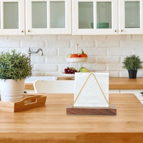 Support de serviettes polyvalent en noyer distributeur stable salon et cuisine - 8