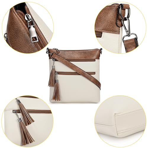 Image of Uromee Crossbody Bags for Women Trendy Vegan Leather Multi Pocket Tassel Ladies Shoulder Handbag Purse Adjustable Strap