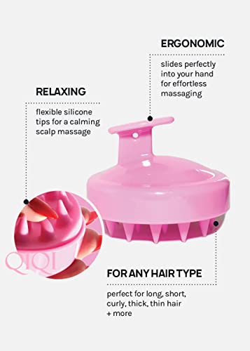 Image of QIQI Hair Scalp Massager Shampoo Brush with Soft Silicone Bristles, Anti Dandruff, Exfoliating with Scalp Care (Pink) HM35