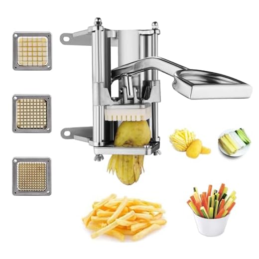 uyoyous French Fry Cutter Stainless Steel Potato Cutter Commercial Vegetable Fruit Chopper with 1/2'', 3/8'', 1/4'' Blades Potato Dicer Slicer Machine for Cucumber Carrot,Fixed Counter or Wall Mount