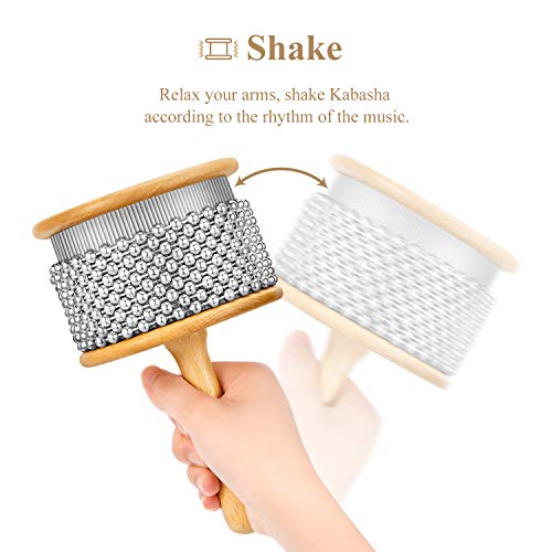 Eastar Cabasa Musical Instrument Percussion Instrument Hand Shaker with Stainless Steel Beads and Wooden Handle for Students Kids Classroom Band, Compact Size - Thumbnail 5