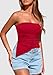 PRETTYGARDEN Tube Tops for Women Trendy Summer 2026 Asymmetrical Ruched Strapless Shirts Spring Fashion Going Out Y2K Clothes (Red,Medium)