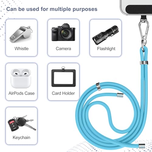 Image of takyu Phone Lanyard, 2 Pack Adjustable Cell Phone Lanyard Crossbody Neck Strap and 2 Pack Phone Wrist Strap with Tether Tabs Compatible for iPhone Smartphones-Black Blue