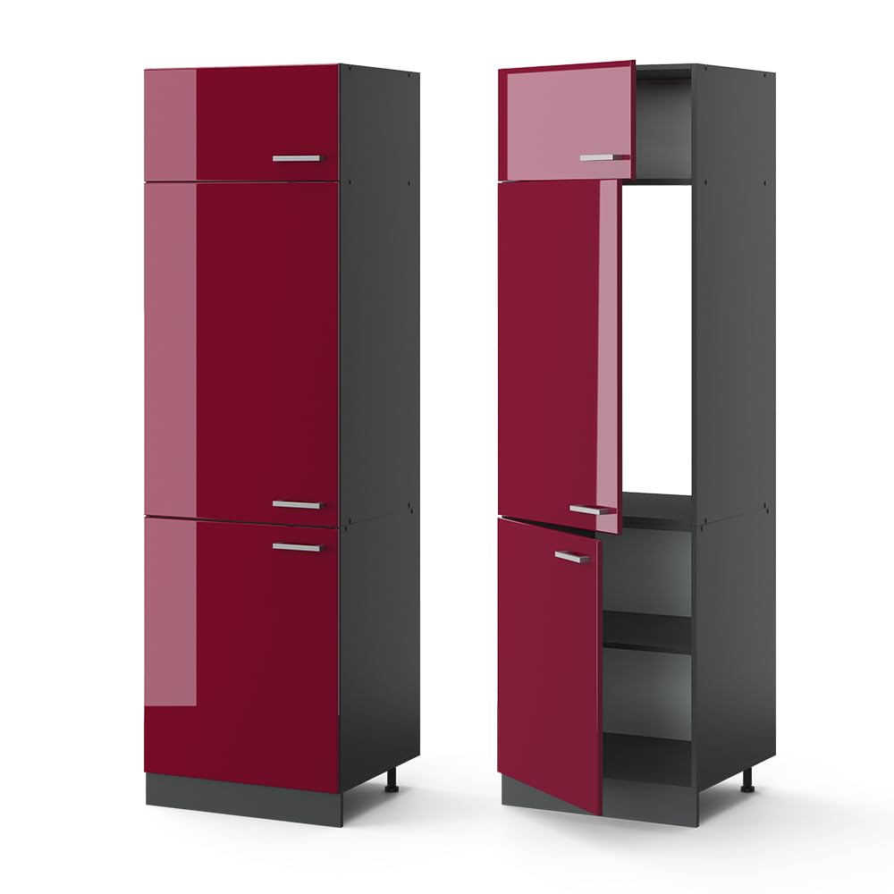 Vicco Armadio frigorifero R-Line, Rosso lucido, 60 cm
