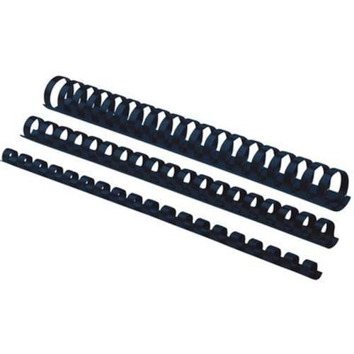 Fellowes Binderücken für Plastikbindung, 38 mm Durchmesser, 21 Ringe, für A4 Dokumente, schwarz, Packung mit 50 Stück