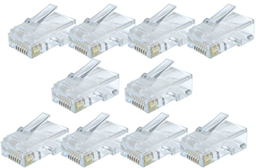 rhinocables RJ45 Connectors, Cat5e Connectors, Ethernet Plug Crimp Ends 8-Pin Connectors Multipack (10 Pack)