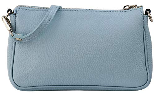 SH Leder Echtleder Schultertasche Umhängetasche Handtaschen Clutch kleine Tasche Abendtasche 23x13cm Jennie G323 (Hellblau)
