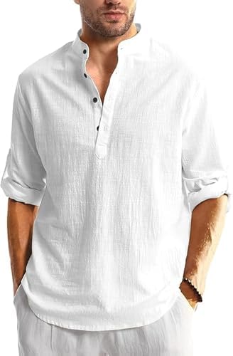 Bellstone Men’s Cotton Blend Solid Regular Fit Full Sleeve Short Kurtas | Men's Trendy Short Kurta | Ethnic Stylish Casual Lightweight Summer Kurta for Daily and Occasion Use