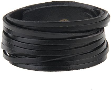 GelConnie Leather Cuff Bracelet Punk Braided Bracelets Rock Leather Wristbands Faux Mens Leather Bracelet Gothic Viking Bangle Adjustable Wrap Bracelet for Women, Men