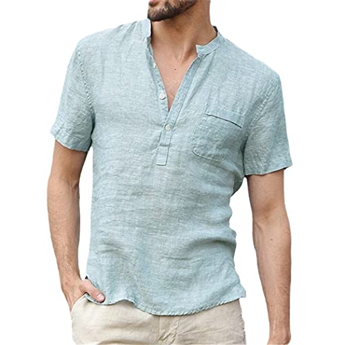 Chemise manches courtes respirante en lin frais pour l'été