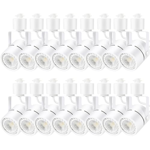 Motrackcao LED Track Lighting Heads, 10W Adjustable LED Track Light Fixtures for Accent Retail Artwork,4000K Cool White, h Type Track Lights - 120V 24° Halo Type- 16 Pack (White)