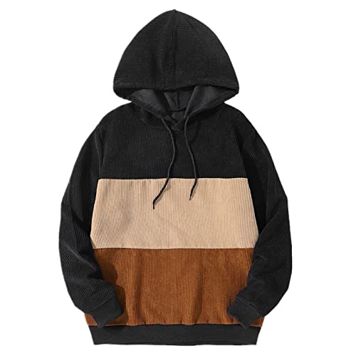 KIRFIZ Sudaderas Sudaderas de Bloque de Color for Hombre Sudadera con Capucha con cordón de Bloque de Color de Contraste de Patchwork for Hombre (Color : Black, Size : XXL) Cover