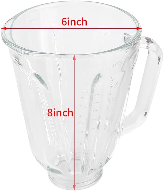 Anbige Replacement Parts 5-cups Glass Jar with Blade and Collar,Compatible with Hamilton Beach Blender 58146J, 53521FG, 59149C