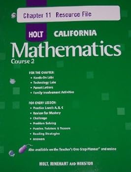 Paperback Holt Mathematics California: Chapter Resource File #11 with Answers Course 2 Book
