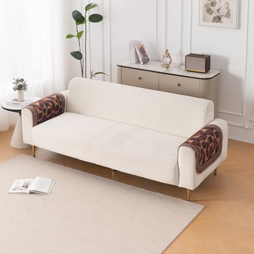 Image of HOKIPO HeavenHue Fleece Backed Sofa Armrest Cover 2 Pc, Rustic Mosaic