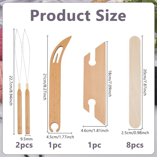 DICOSMETIC 12Pcs Wood Loom Weaving Shuttle Kit Wooden Knitting Looms Shuttles Set Beveled Inkle Weaving Shuttle for Weaving Lovers Beginners Knitted Crafts DIY - Thumbnail 2