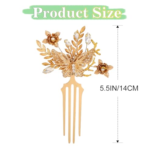 Accesorio de cabello dorado con pedrería para boda miniatura 2