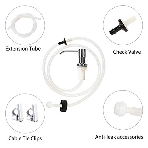 Sink Soap Dispenser Extension Tube Kit - 47” Kitchen Hose With Upgraded Check Value, Never Pump The Little Bottle Again #TOP2