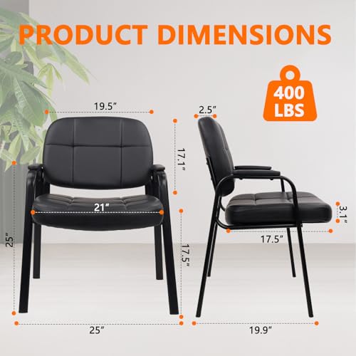 Image of CLATINA Big & Tall Waiting Room Guest Chair Comfortable Reception Chairs with Bonded Leather Padded Arm Rest for Office Reception Lobby and Conference Desk, Black(4 Pack)