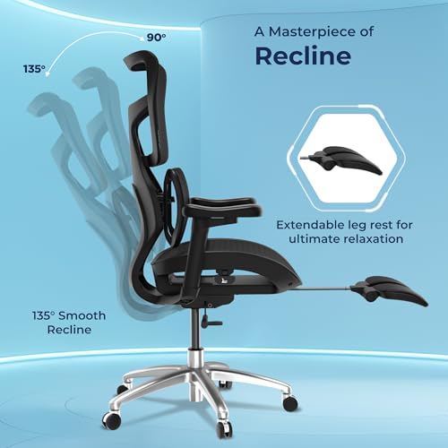 Image of The Sleep Company Elite Premium Ergonomic Chair| Dual Dynamic Lumbar Suspension| Advanced Adaptive Comfort| Extendable Footrest| 4D Armrests| Work from Home and Office | Free Installation | Black