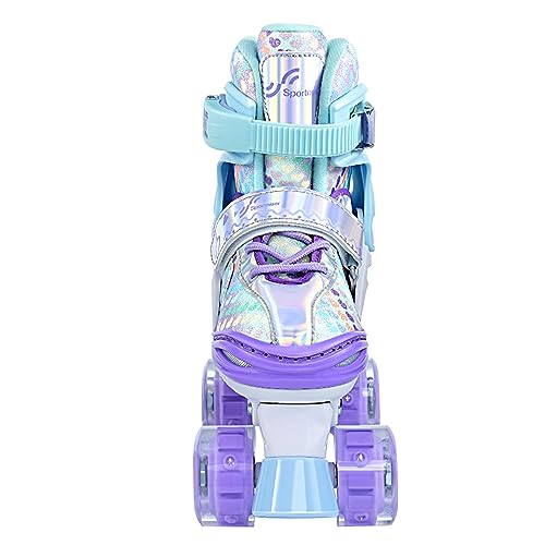 Foto von Rollschuhe Kinder Verstellbar Mädchen Rollerskates, Größe 26-37 Mit 6er Kinder Protektoren Set und Led Leuchtenden Rädern für Mädchen1 Pair
