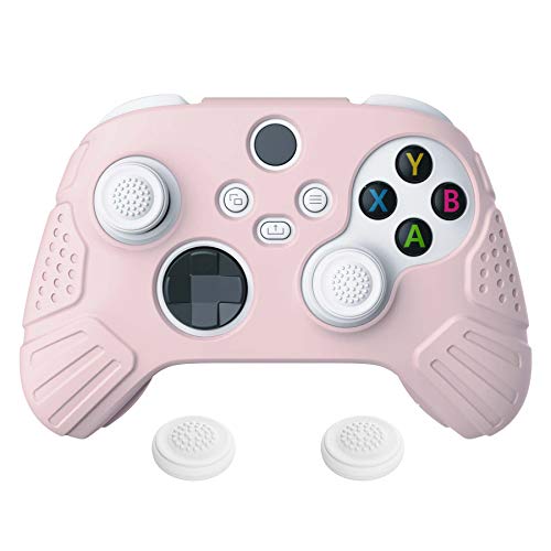 eXtremeRate PlayVital Guardian Edition Cherry Blossoms Pink Ergonomic Soft Anti-slip Controller Silicone Case for Xbox Series X/S, Protector Skins with Joystick Caps for Xbox Core Wireless Controller