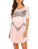 Ekouaer Women Bikini Body Shirt Lady's Plus Size Bikini Tshirt Funny Bathing Suit Leopard Print XXL