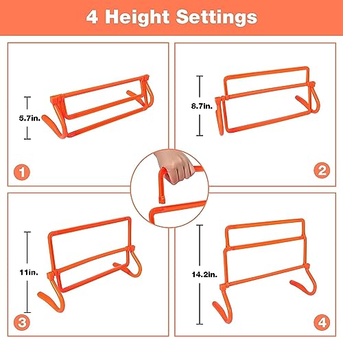 REDCAMP 6er-Pack Agility Training Hürden, 4 höhenverstellbare Speed Training Hürden Set, tragbares Speed Training Equipment mit Tragetasche, orange