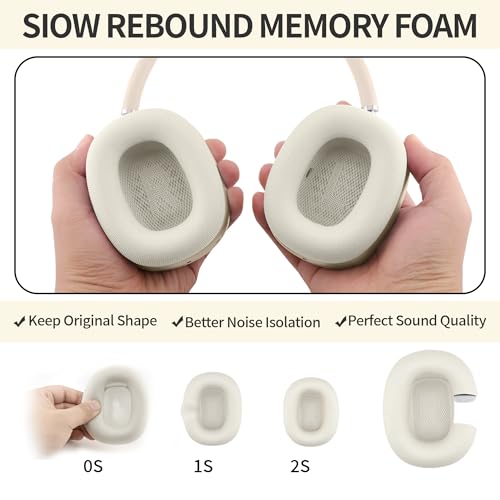Image of Replacement Ear Cushions for Apple AirPods Max 1 & 2 Upgraded Memory Foam Pads with Durable Fabric,Sound Insulation and Noise Reduction,Strong Magnetic Fit,Sweat-Resistant,Breathable Comfor(Starlight)