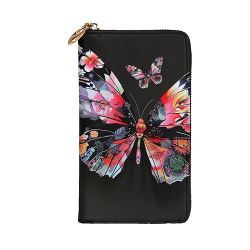 Pretty Butterfly Print Printed Long Wallet for Women Men Cute PU Leather Wallet with Coin Purse and Credit Card Holder2
