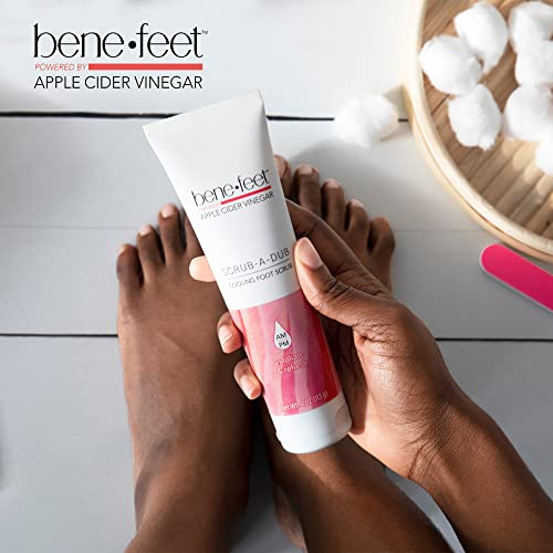 benefeet scrub-a-dub cooling foot scrub - exfoliates  refreshes dry  dull skin get smoother skin from heel to toe made wvitamin e apple cider vinegar walnut shell  apricot seed 4 oz 1 pack