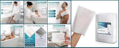 MEDIKA69 Gants De Toilette Molletonnés Non Tissés Jetables 80 GR/m² - Ultra Doux Coton, Blanc 100/200 /300/400 /500/1000 (500) – vue 8