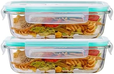 Glass Storage Containers With Lids, 2PCS 1040ML Glass Food Contai...