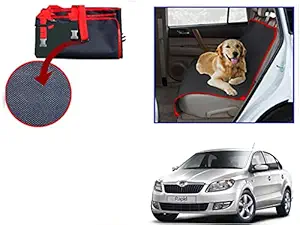 Universal Hub Dog Car Seat Cover, Waterproof & Scratch Proof & Nonslip Back Seat Cover, Dog Travel, Pet Cover (Black) Compatible for Skoda-Rapid