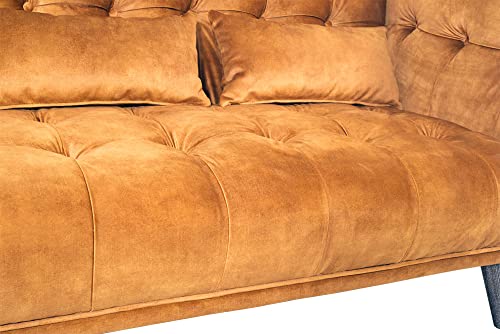 Vintage Line Clubsofa Woodbrook 3-Sitzer Velvet-Brown samt Loungesofa Couch Sofa – Bild 8