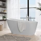 59' Free Standing Tub, Acrylic Freestanding Bathtub, Modern Soaking Tub with Integrated Overflow and...