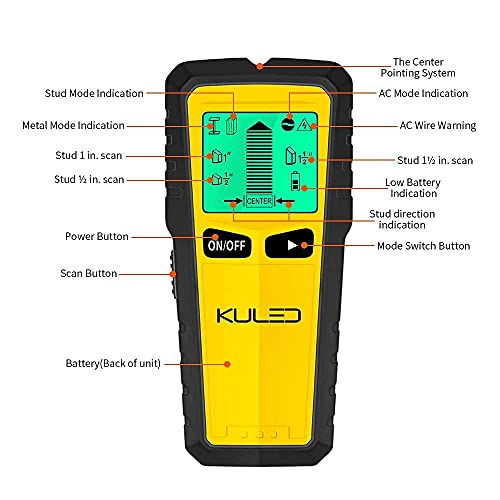 Stud Finder Wall Stud Detector Wood Sensor Beam Finder 5 in 1 Electric Multifunctional Wall Scanner with Digital LCD Display & Sound Warning for Wood, Metal, Studs, Live AC Wires Magnetic Stud Sensor - Thumbnail 4
