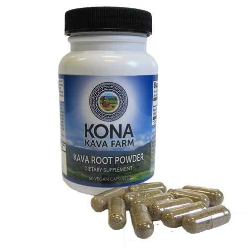 Kona Kava Farms — Cápsulas de extrato em pó de raiz de kava, 10% de kavalactonas, 60 cápsulas