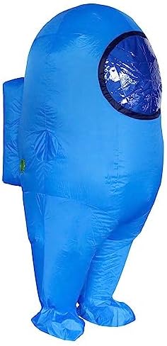 MXoSUM Amon Us Inflatable Costume for Adult Funny Halloween Spacesuit Costume Astronaut Figures for Adult Game Fans(Blue)
