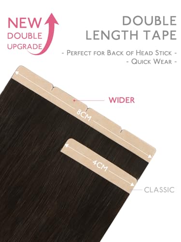 Image of WENNALIFE 3.15 inch Wide Tape in Hair Extensions Human Hair, Tape in Weft