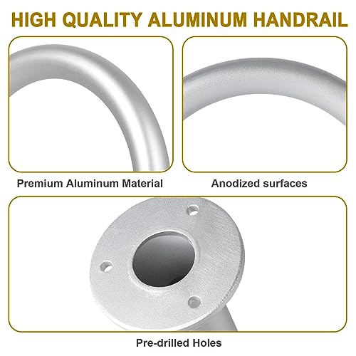 HomiShare Aluminum Dock Handrail, 24" x 13" Dock Boarding Handrail, Dock & Boat Aluminum Safety Grab Bar, 36in Swimming Pool Handrail & Hot Tub Handrail, Silver by HomiShare - Image 4