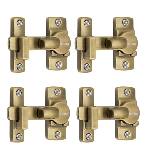 Image of Plantex 180 Degree Door Latch Lock /Flip Latch Lock for Door /Chitkani /Lock Latch for Main Door /Baby Latch for Bathroom /Bedroom /Balcony /Door Stopper- Pack of 4 (Brass Antique)