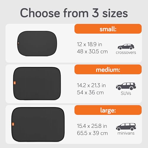 Image of Baby Uma Car Window Shades (2 Pack) - 15.4″ x 25.8″, UPF 50+ Car Window Covers, 99% UVB + 94% UVA Protection, Static Cling Sun Shade with Travel Bag (Large)