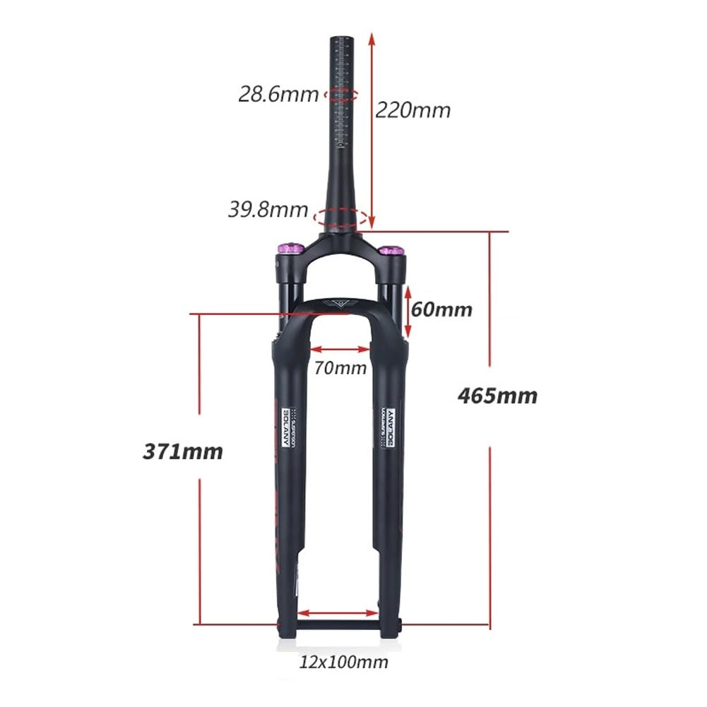 700C Rennrad-Federgabel, 60 mm Federweg, XC-Offroad-Luftgabel, 1-1/2" konische Scheibenbremsaufnahme, manuelle Gabelverriegelung, 100 * 12 mm Steckachse (Schwarz-Weiß)