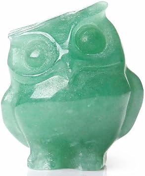 YATOJUZI Owl Decor Green Aventurine Natural Healing Crystals Stones Cute Decors Owls Statues Figurines Sculpture Hand-Carved Polished Gemstone Home Room Office Desk Decoration Gifts for Women Men