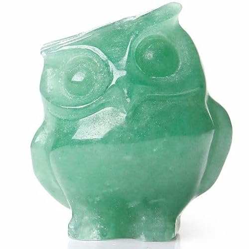 YATOJUZI Owl Decor Green Aventurine Hand-Carved Crystal Figurine, 1.6in