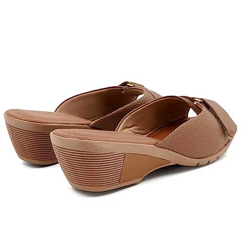 Tamanco Feminino Mini Tressê Couro Camel Usaflex AA0921