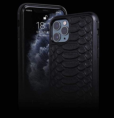 Coque iPhone 12 Pro cuir noir motif python protection écran